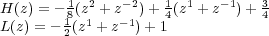 H(z) = - 1(z2 + z-2)+ 1(z1 + z-1)+ 3
L(z) = - 81(z1 + z-1)+ 41           4
        2
         